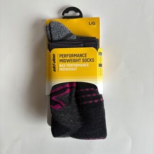 Ski-Doo Women's Large 8-10.5 Raspberry‎ Black Performance Midweight Socks NEW